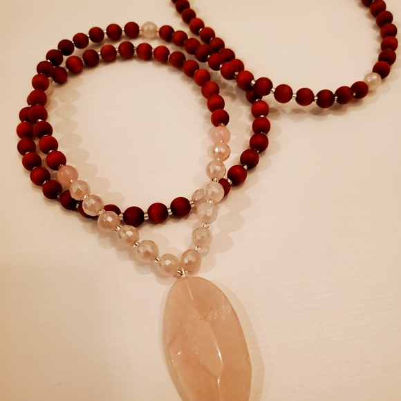 Rose Quartz & Moonstone Handmade Mala - Picture 3 of 4